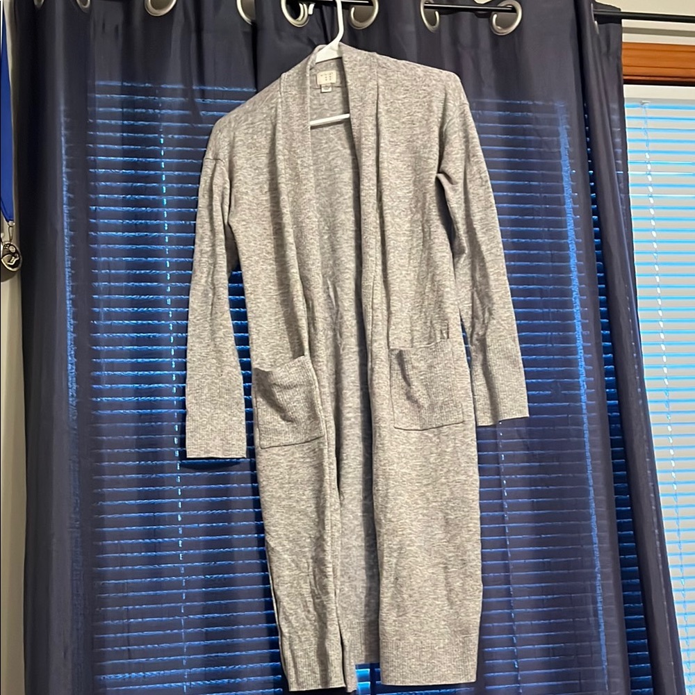 Gray Open Front Cardigan